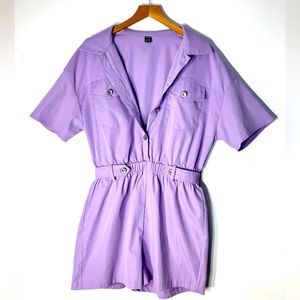 Lavender Button-Up Jumpsuit